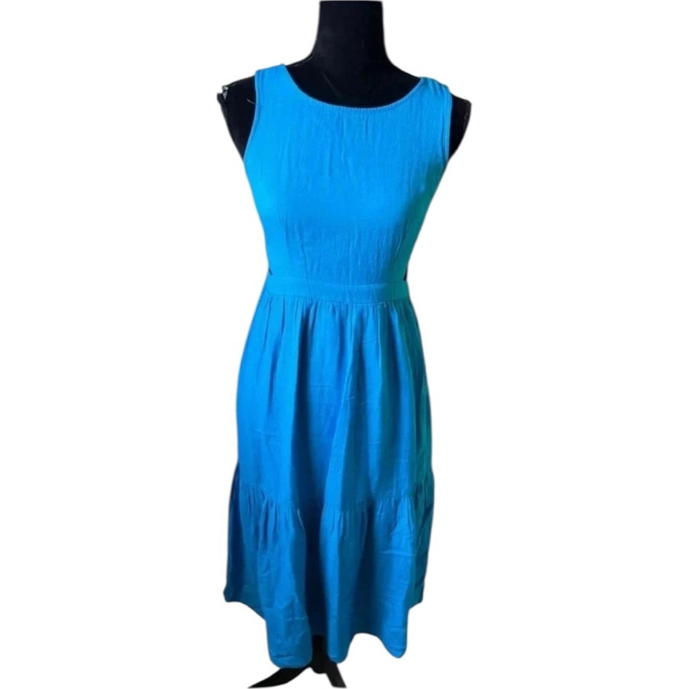 Sincerely Jules Women’s Blue Linen Blend‎ Sleeveless open back tank dress Medium